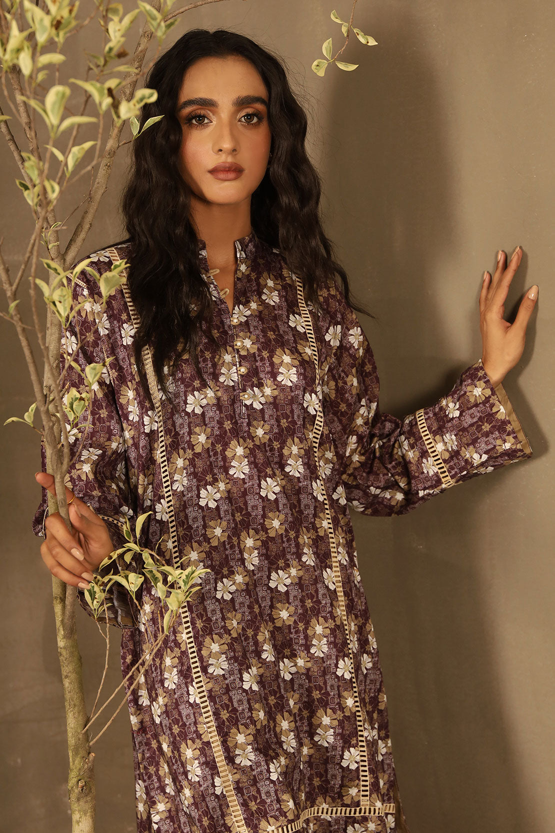 2 Piece - Printed Lawn Shirt with Embroidered Trouser - 7636