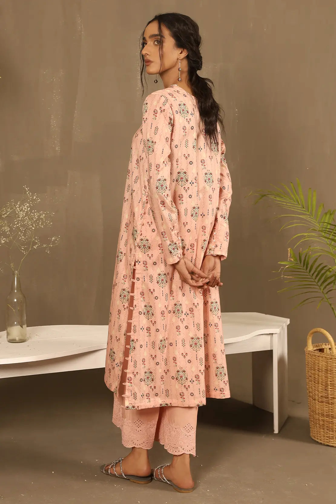 2 Piece - Printed Lawn Shirt with Embroidered Trouser - 7639