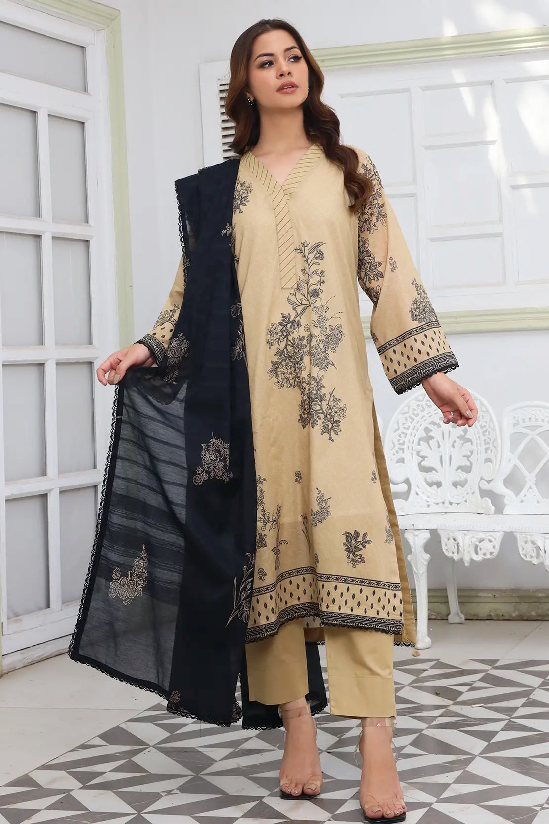 3 Piece - Digitally Printed Lawn - 9082