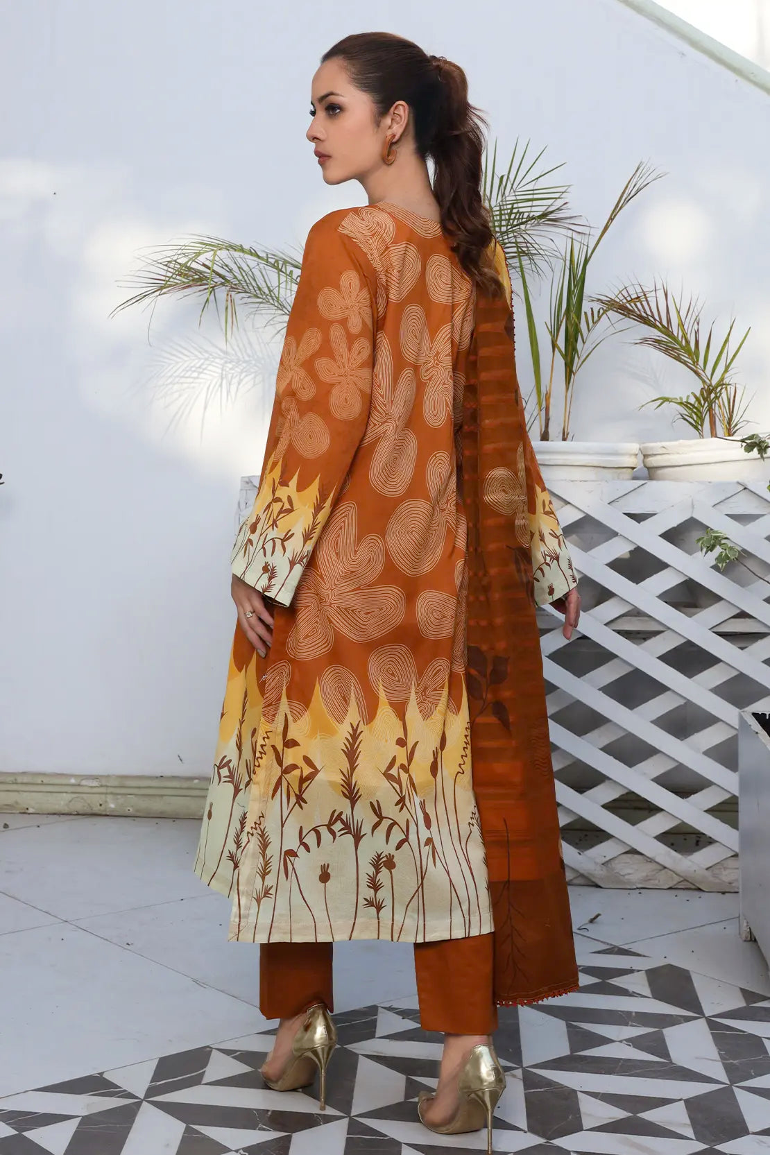 3 Piece - Digitally Printed Lawn - 9087