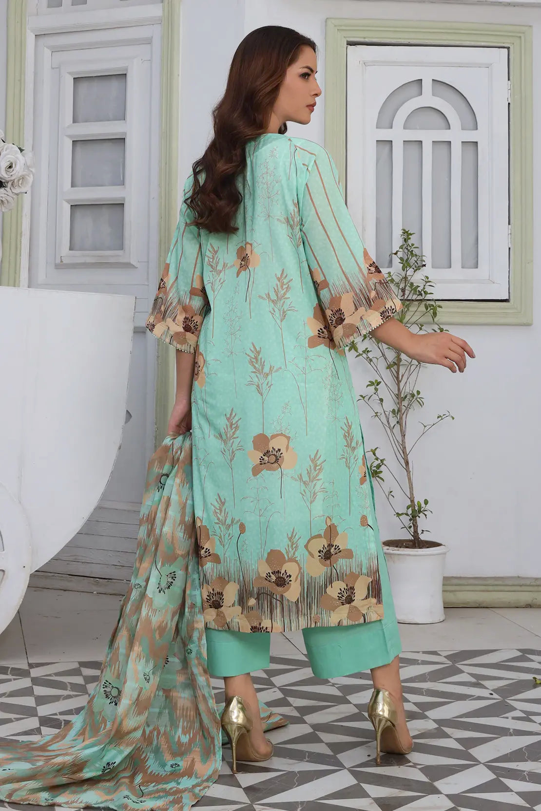 3 Piece - Digitally Printed Lawn - 9088