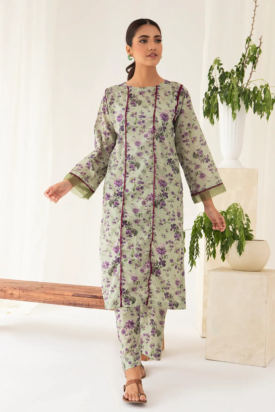 2 Piece - Printed Lawn Co-ord Set – 8066