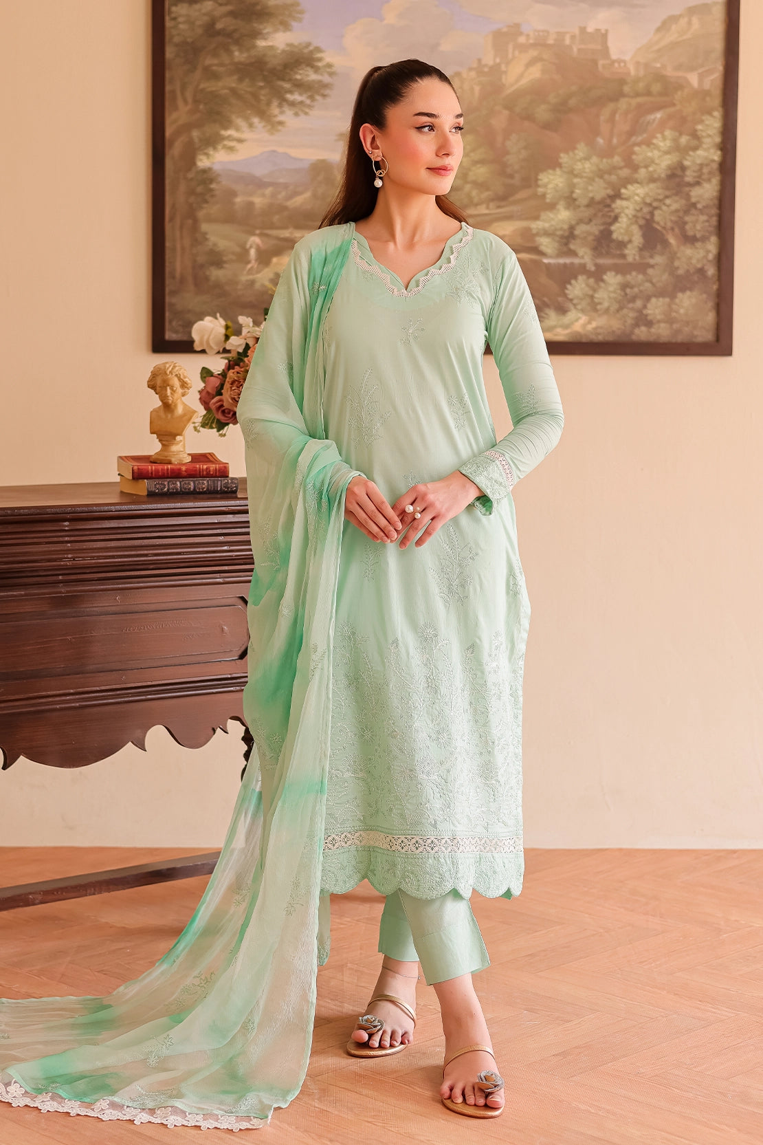 3 Piece - Premium Embroidered Lawn - 501