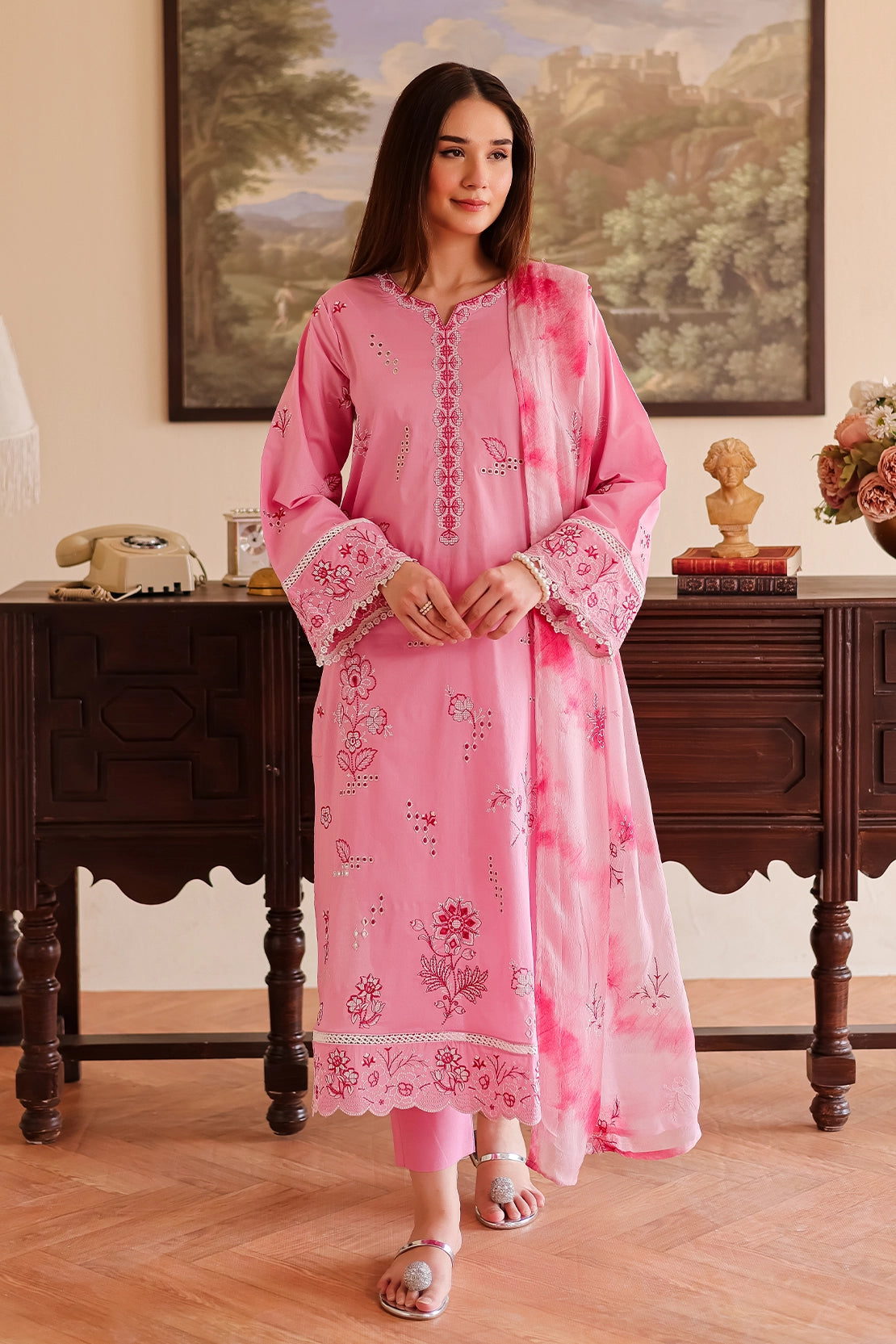3 Piece - Premium Embroidered Lawn - 502