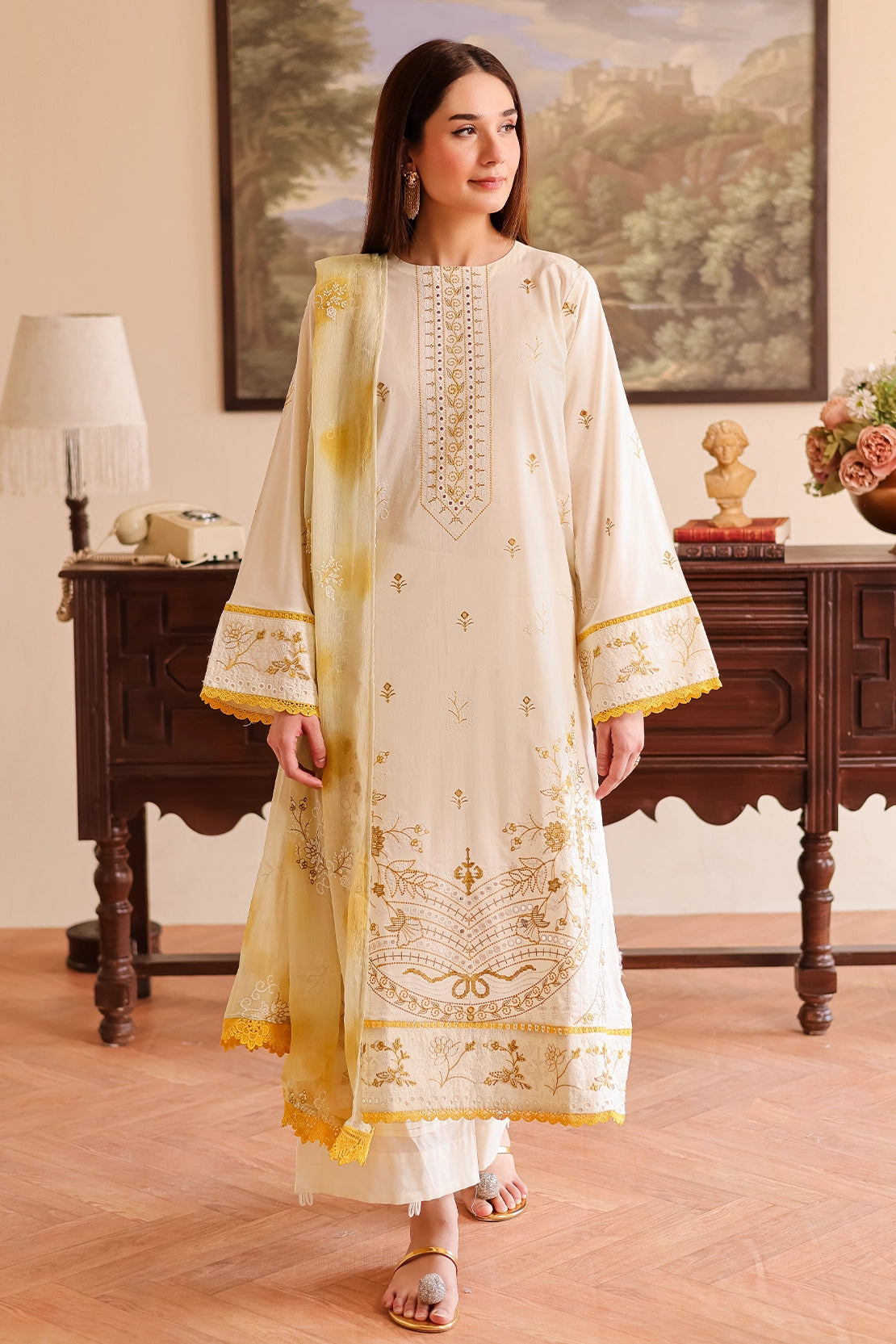 3 Piece - Premium Embroidered Lawn - 503