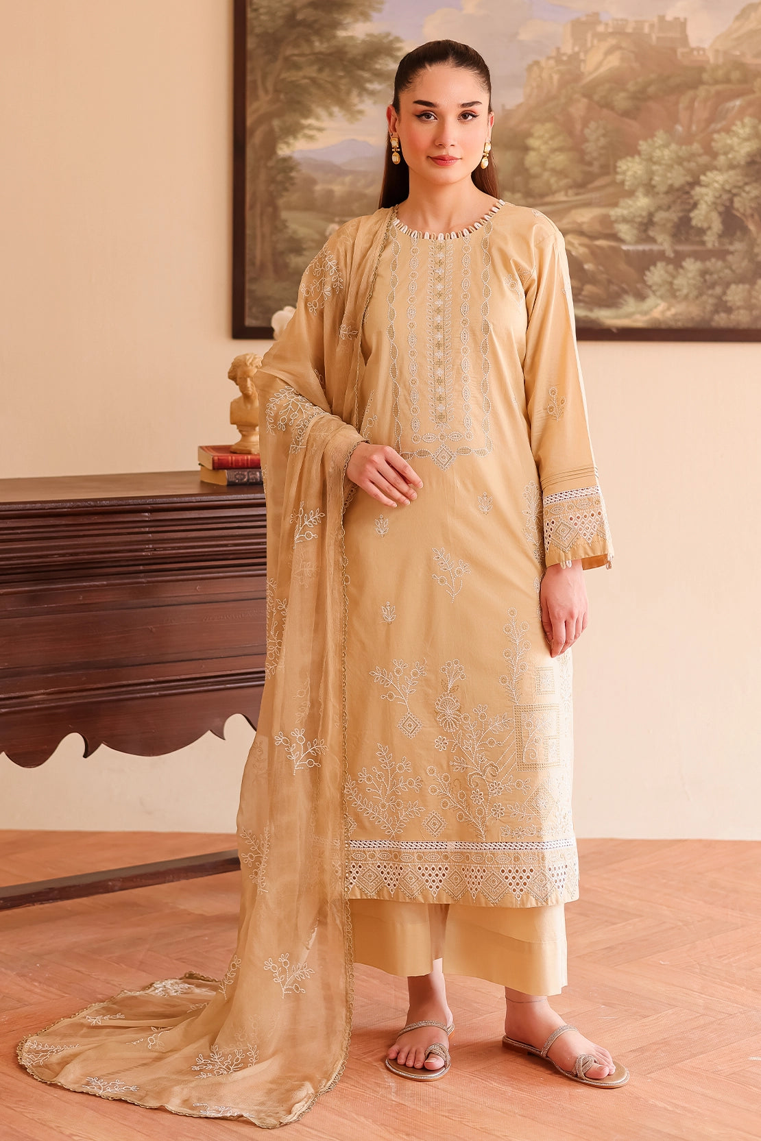 3 Piece - Premium Embroidered Lawn - 504
