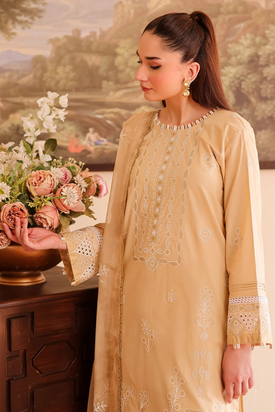 3 Piece - Premium Embroidered Lawn - 504