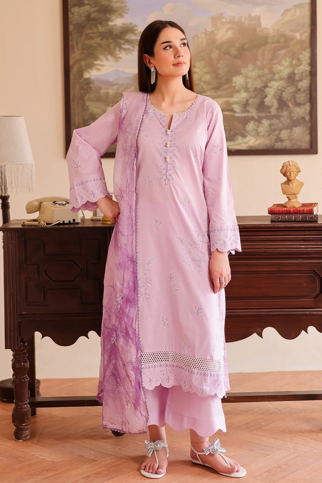 3 Piece - Premium Embroidered Lawn - 506