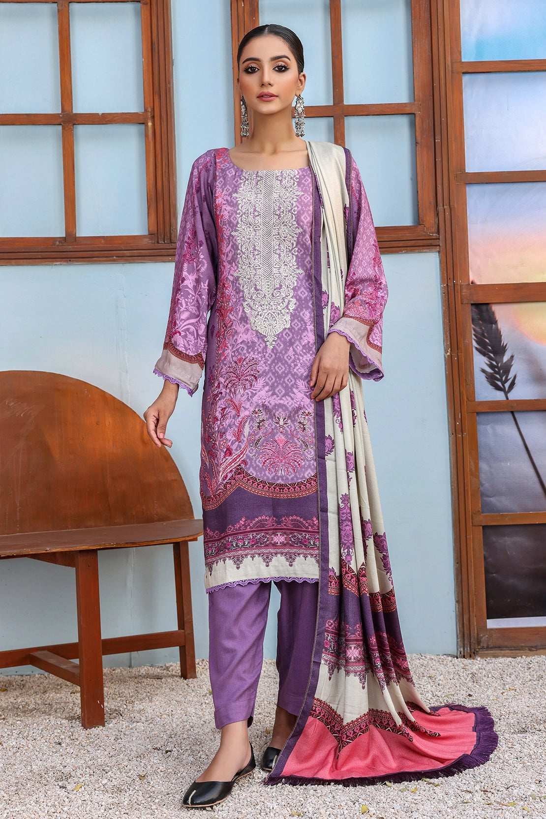3 PIECE - EMBROIDERED PEACH - 1152
