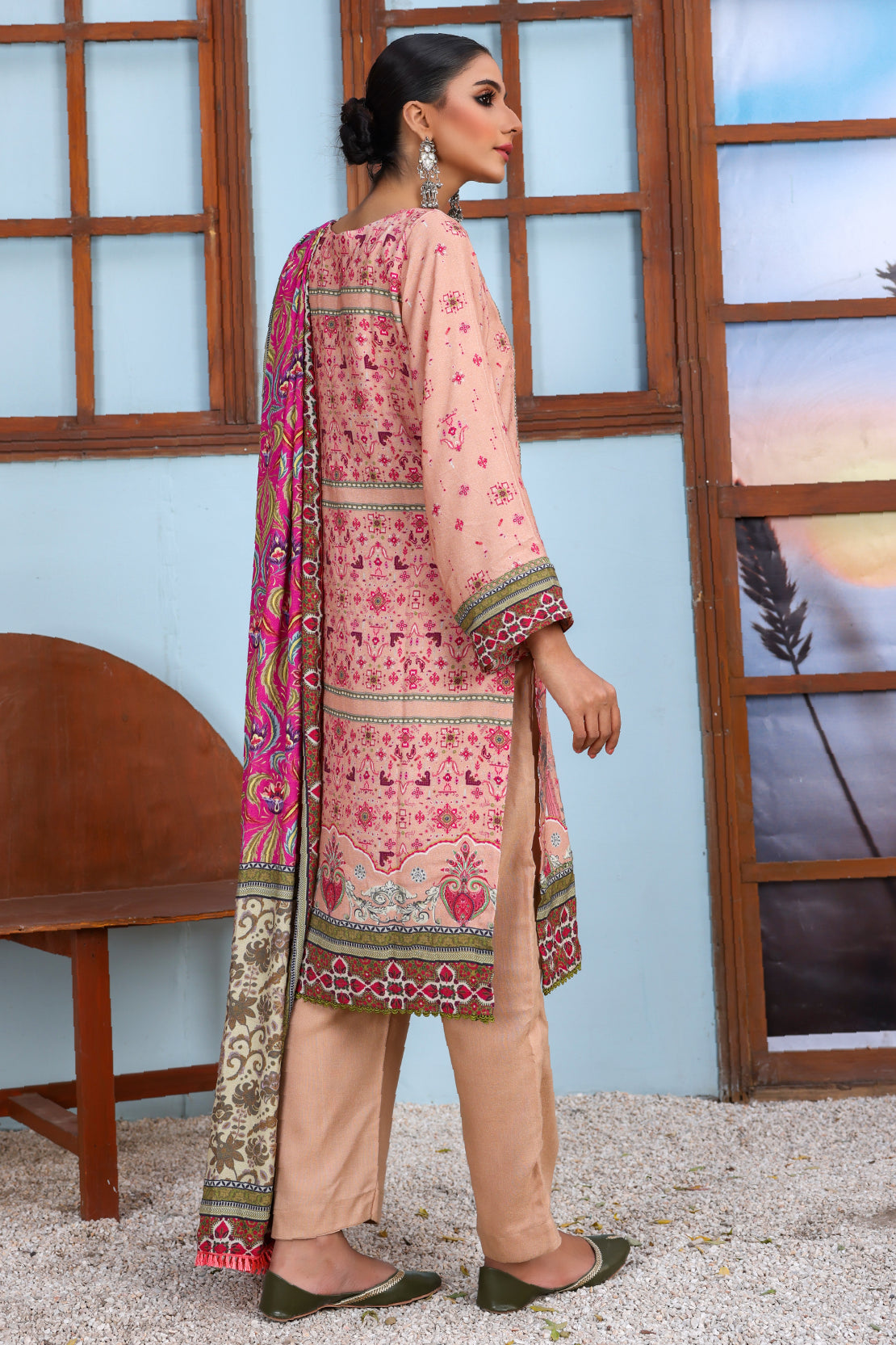 3 PIECE - EMBROIDERED PEACH - 1154