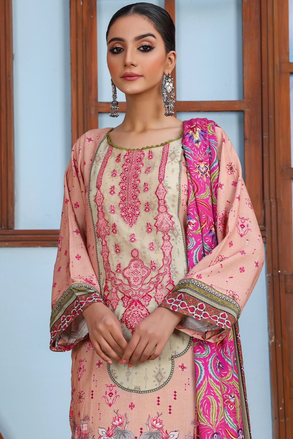 3 PIECE - EMBROIDERED PEACH - 1154