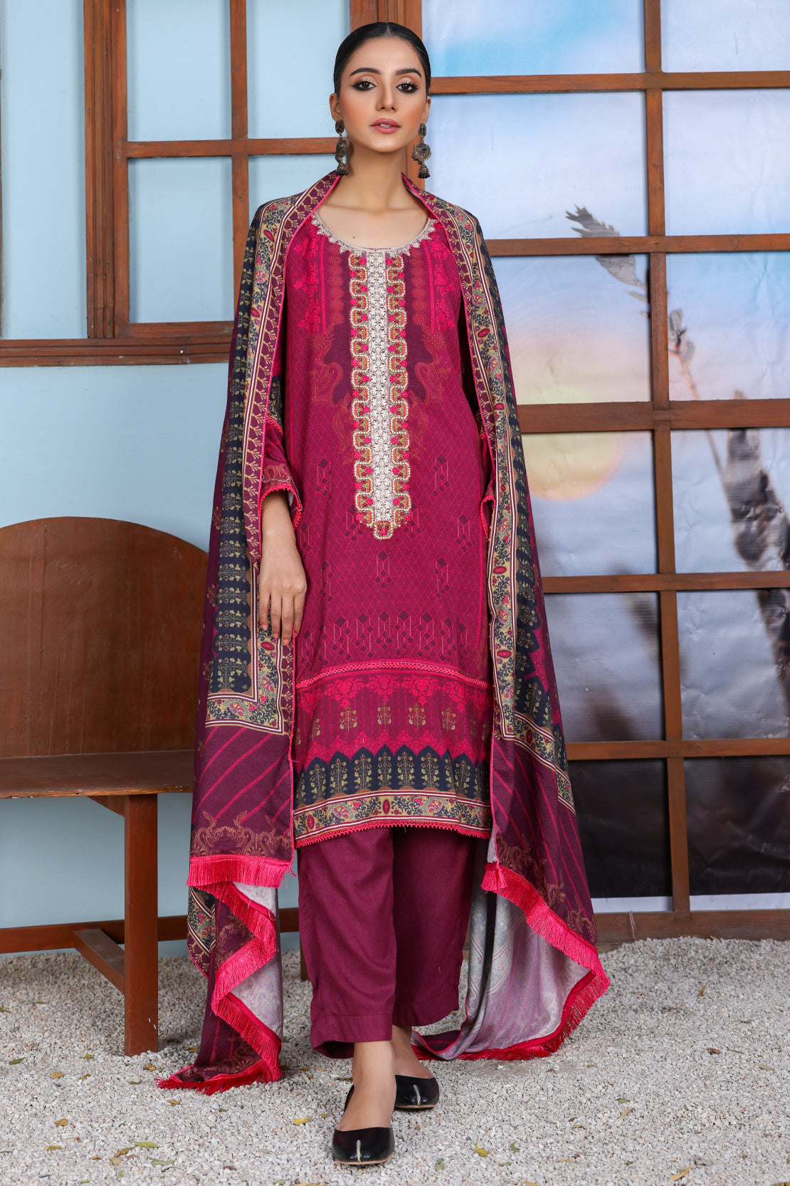 3 PIECE - EMBROIDERED PEACH - 1157