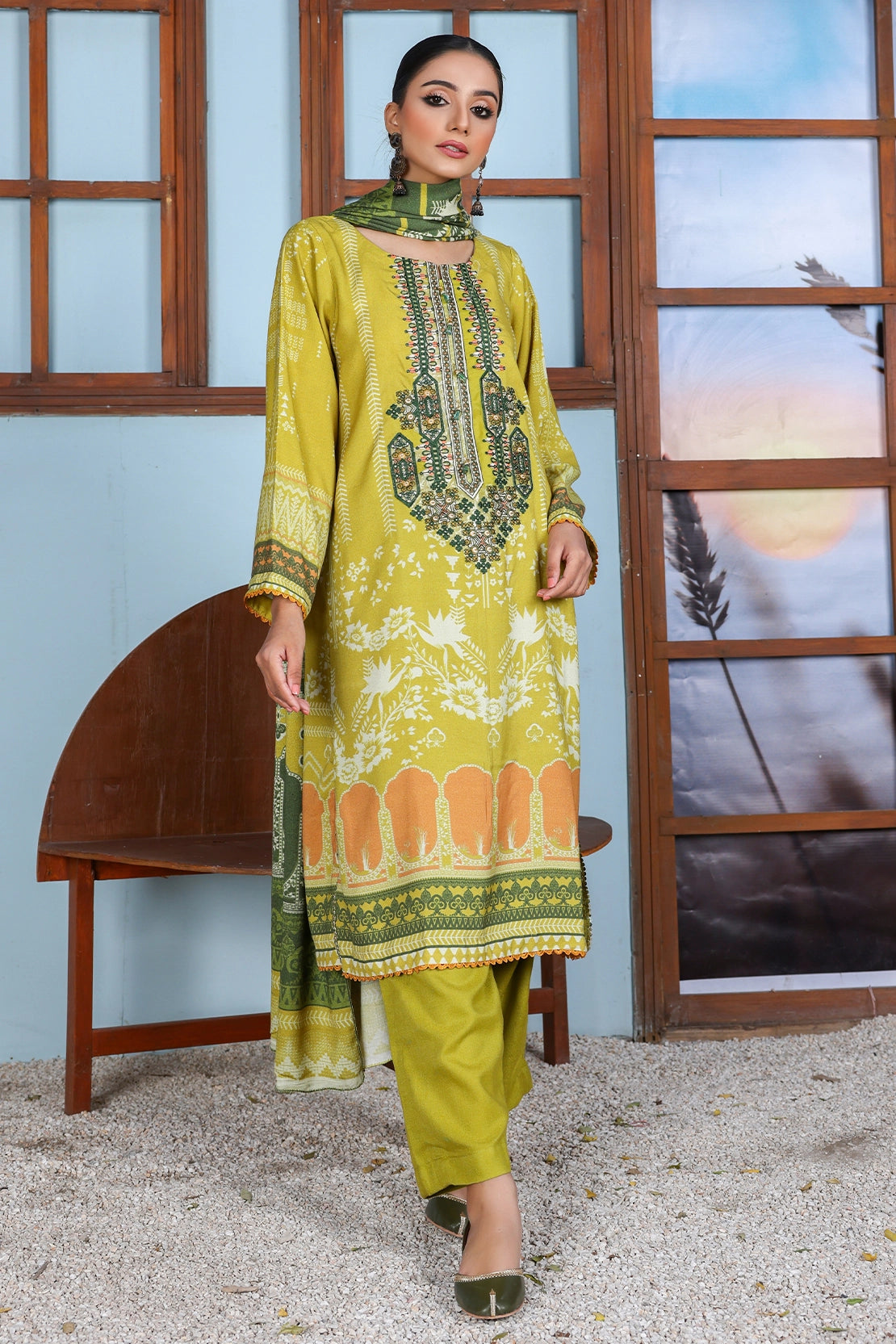 3 PIECE - EMBROIDERED PEACH - 1158