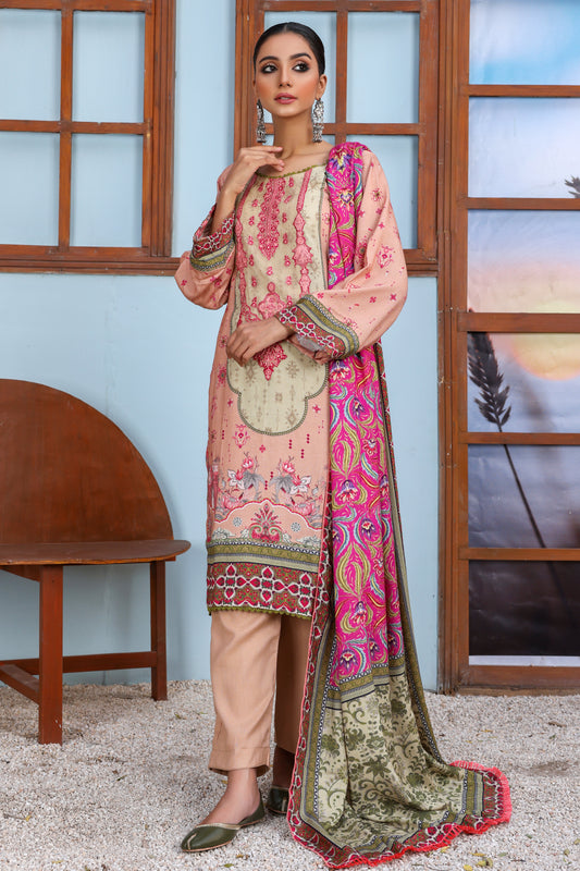 3 PIECE - EMBROIDERED PEACH - 1154