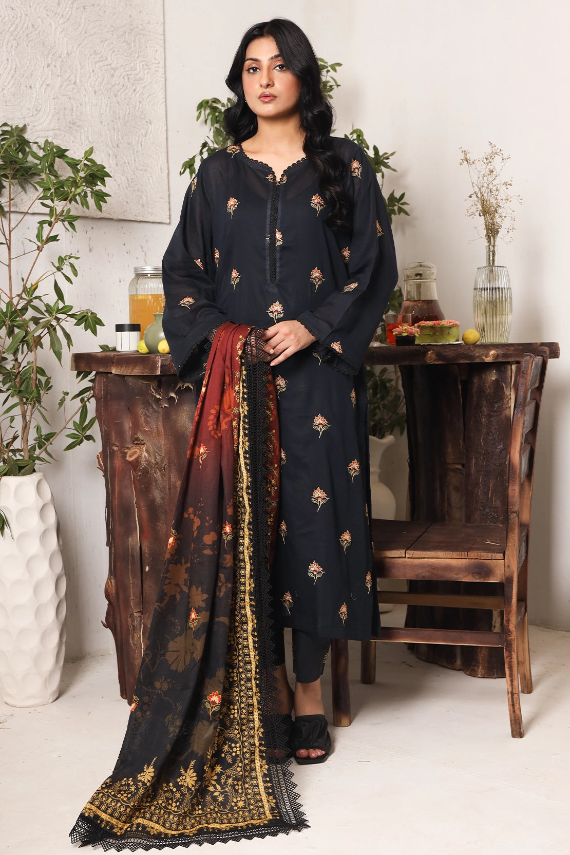 3 PIECE - PREMIUM EMBROIDERED LAWN - 8720