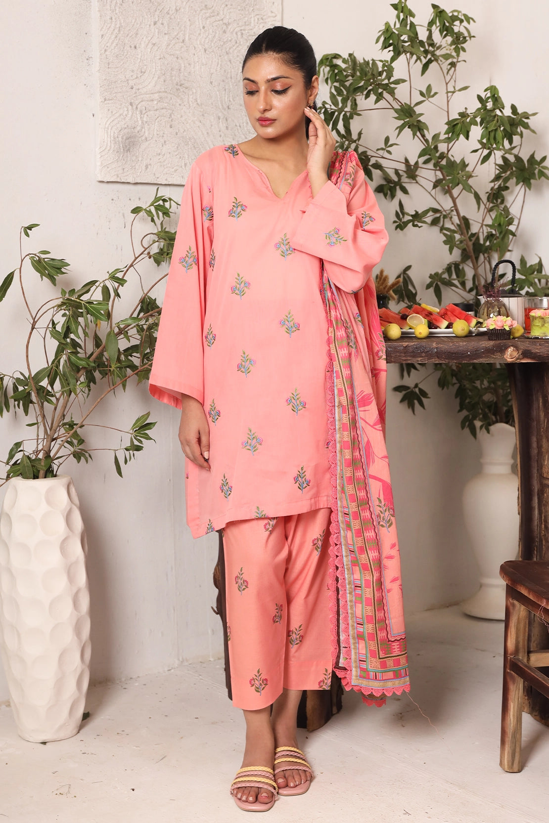 3 PIECE - PREMIUM EMBROIDERED LAWN - 8714