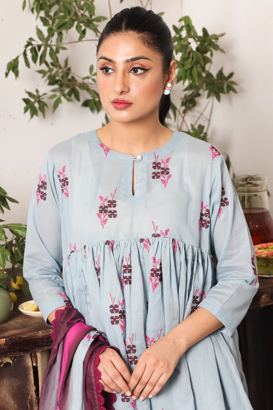 3 PIECE - PREMIUM EMBROIDERED LAWN - 8719
