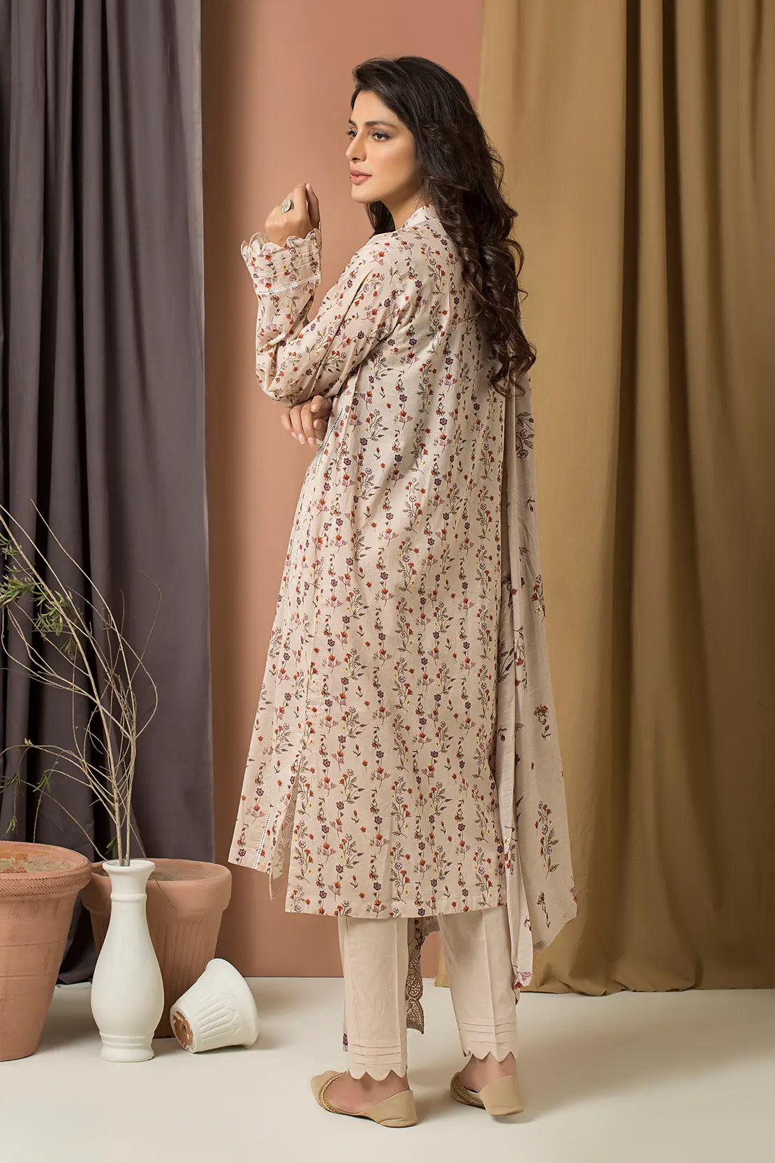 3 Piece - Printed Lawn with Embroidered Dupatta - 7681
