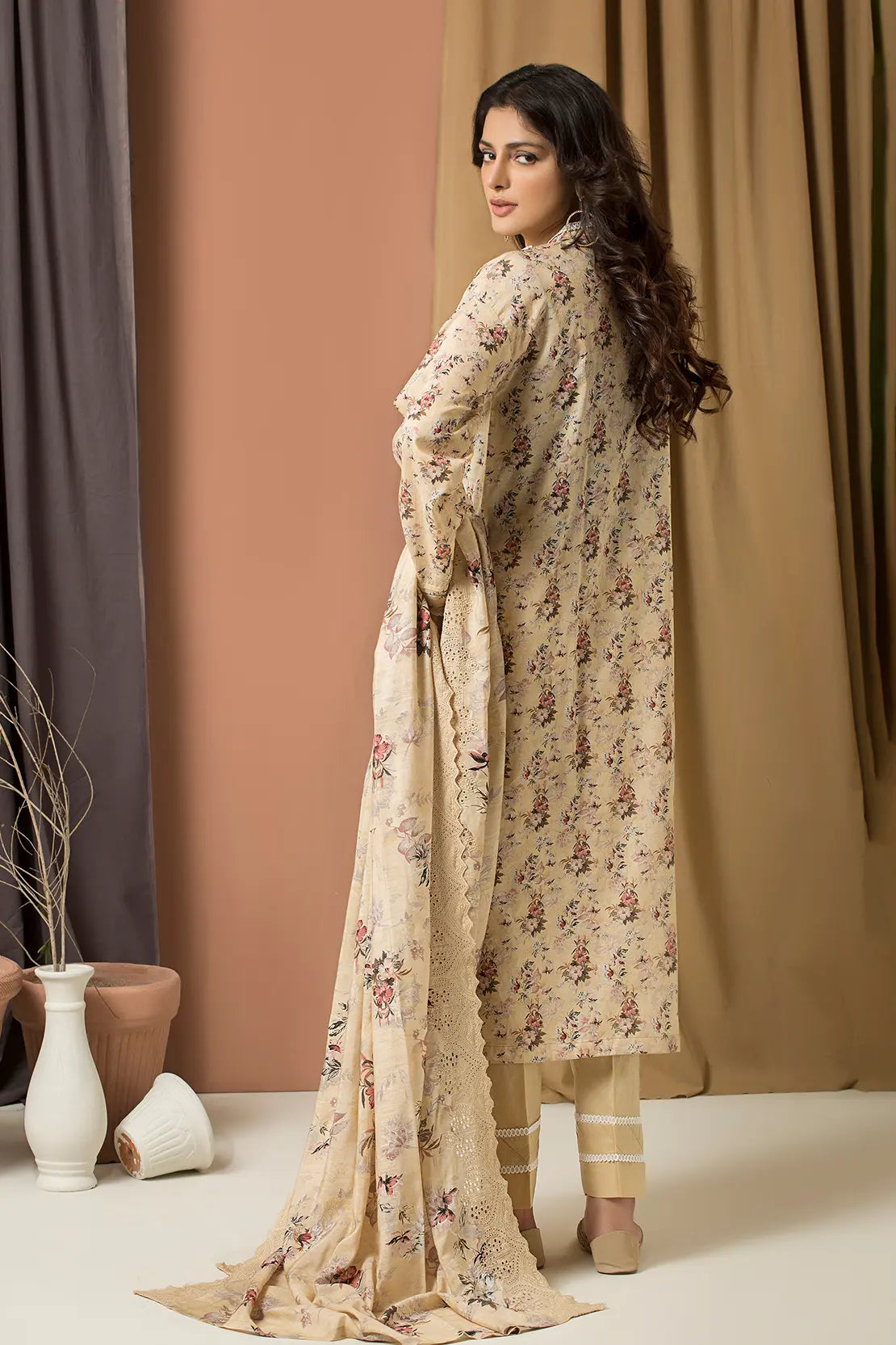 3 Piece - Printed Lawn with Embroidered Dupatta - 7690