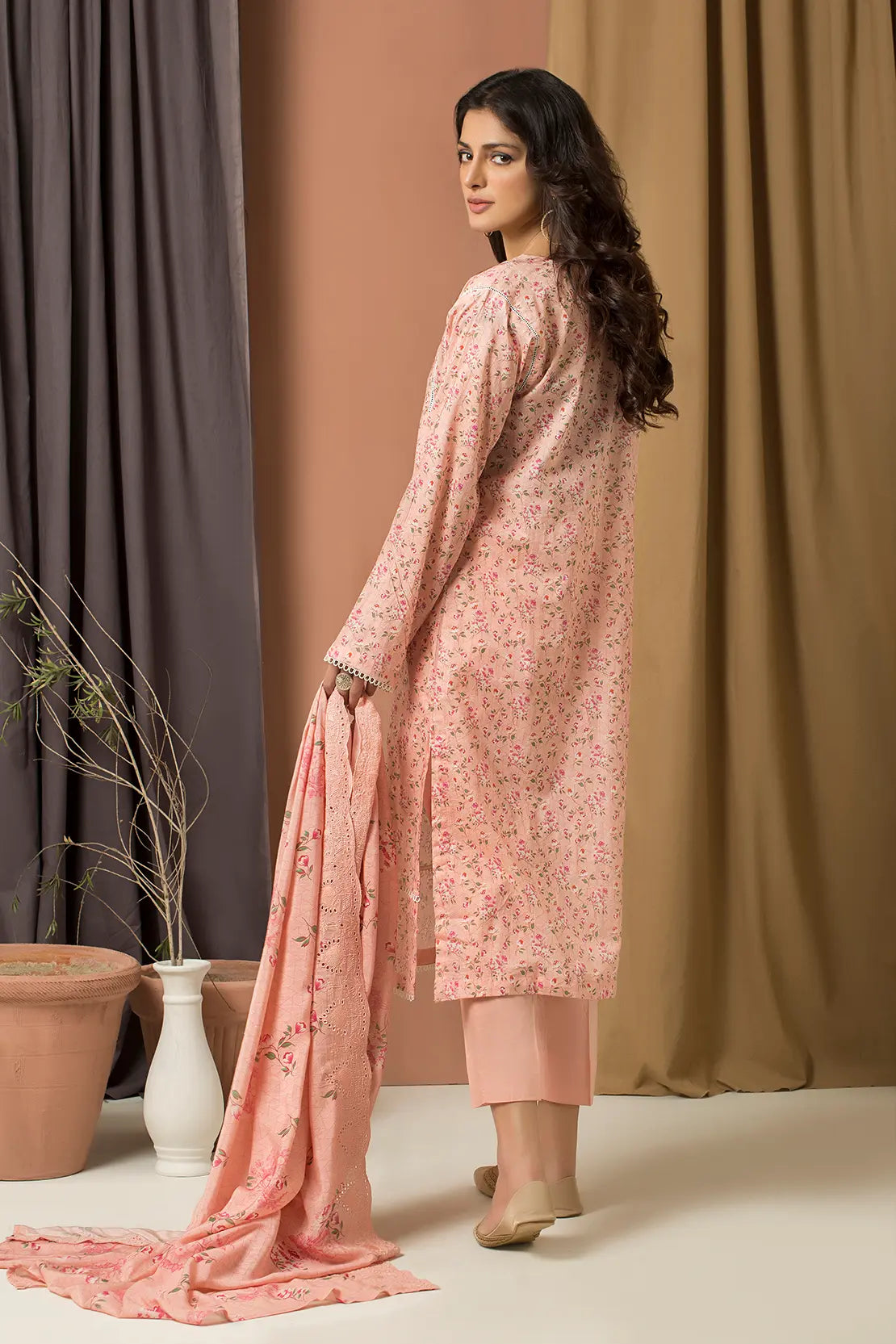 3 Piece - Printed Lawn with Embroidered Dupatta - 7688