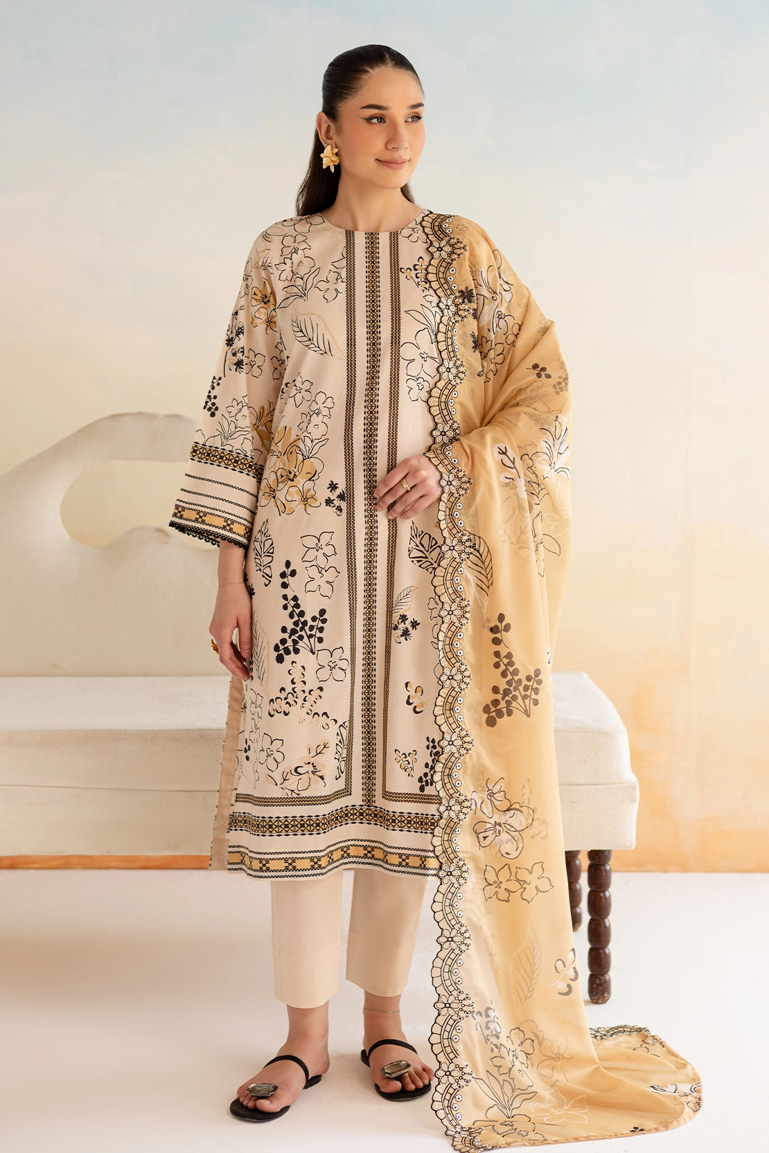 3 Piece- Premium Digitally Printed Lawn - 9161