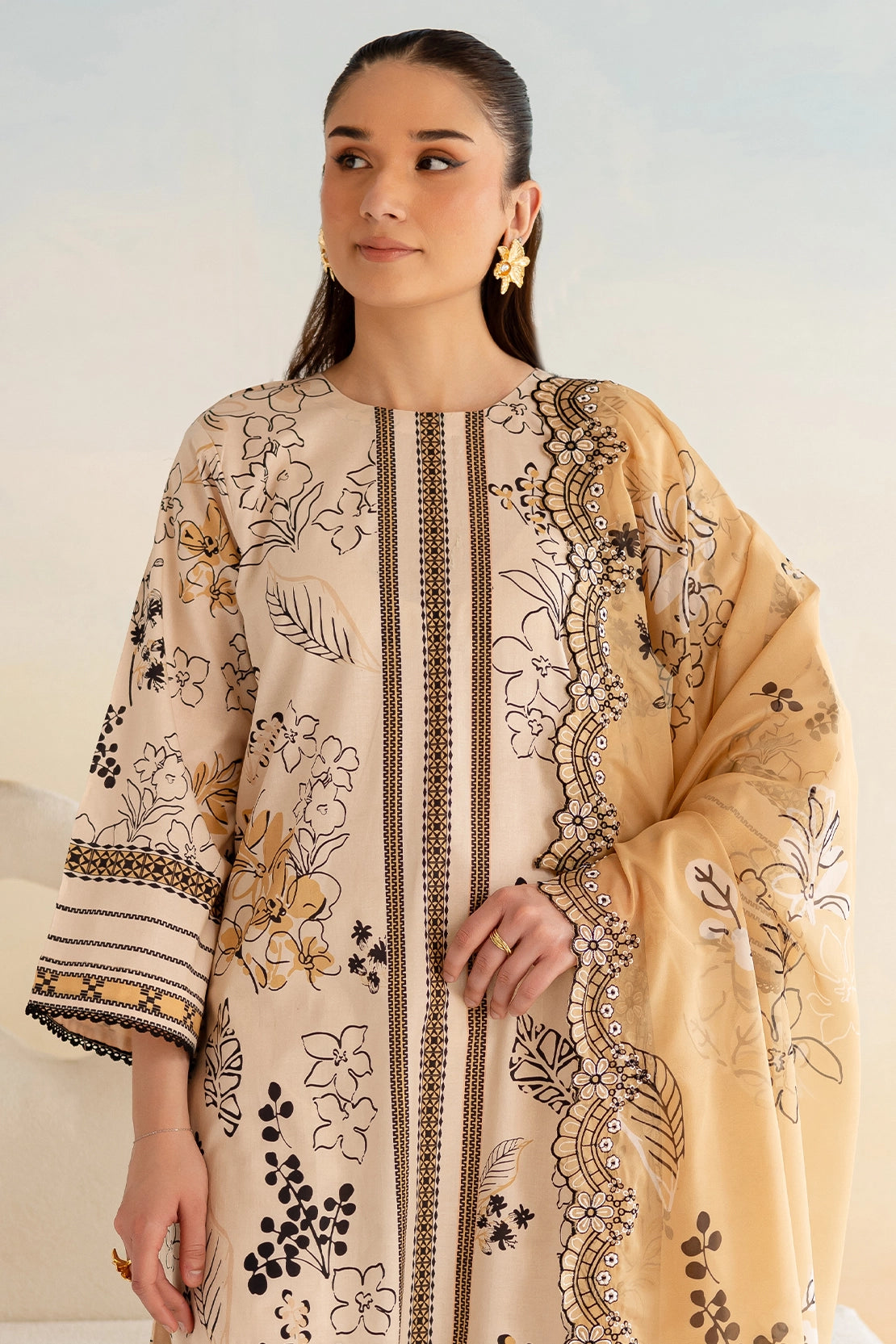 3 Piece- Premium Digitally Printed Lawn - 9161