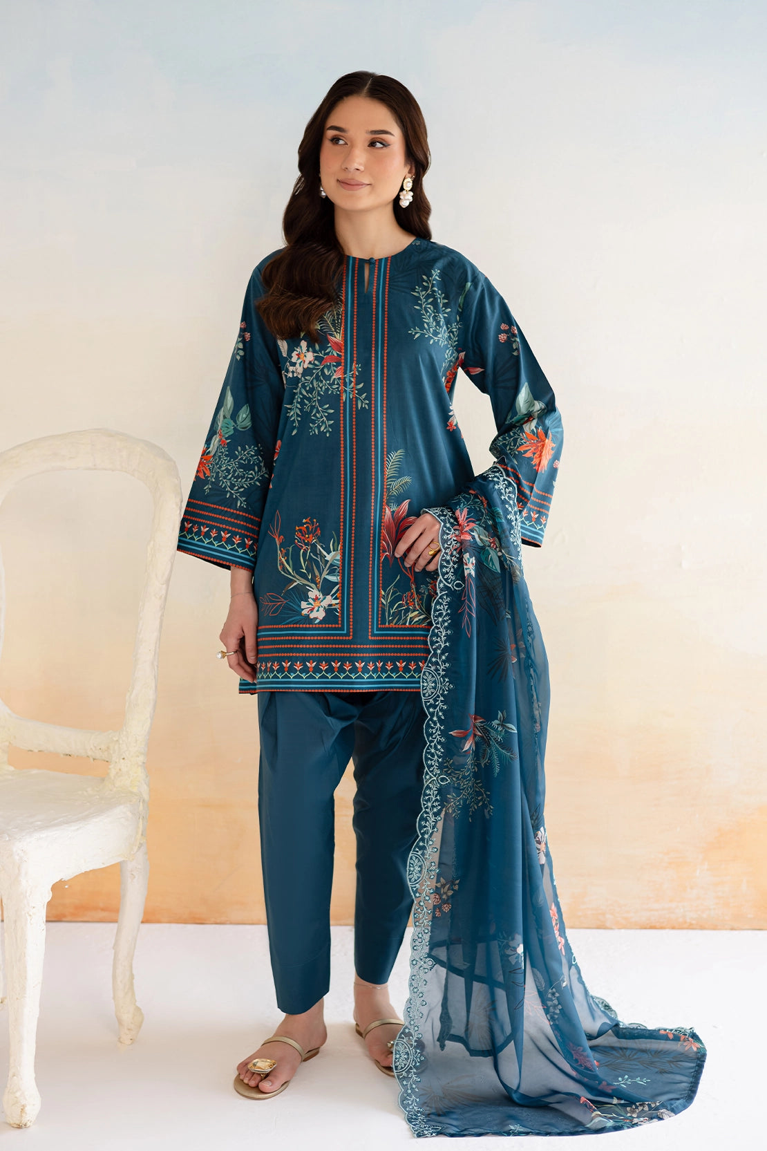 3 Piece - Premium Digitally Printed Lawn - 9163