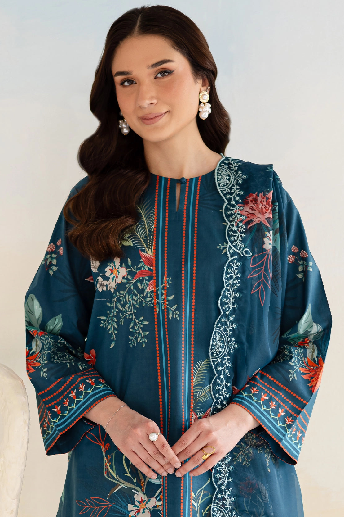 3 Piece - Premium Digitally Printed Lawn - 9163
